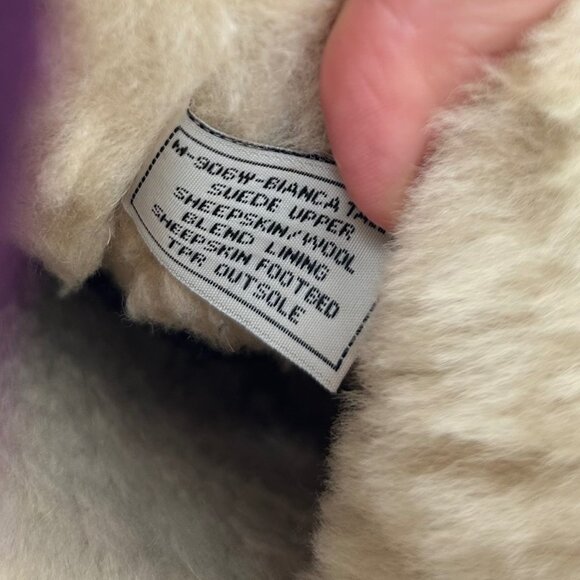 BEARPAW PURPLE SUEDE SHEEPSKIN WOOL MID CALF BOOTS - 7 SHEARLING - Picture 13 of 14